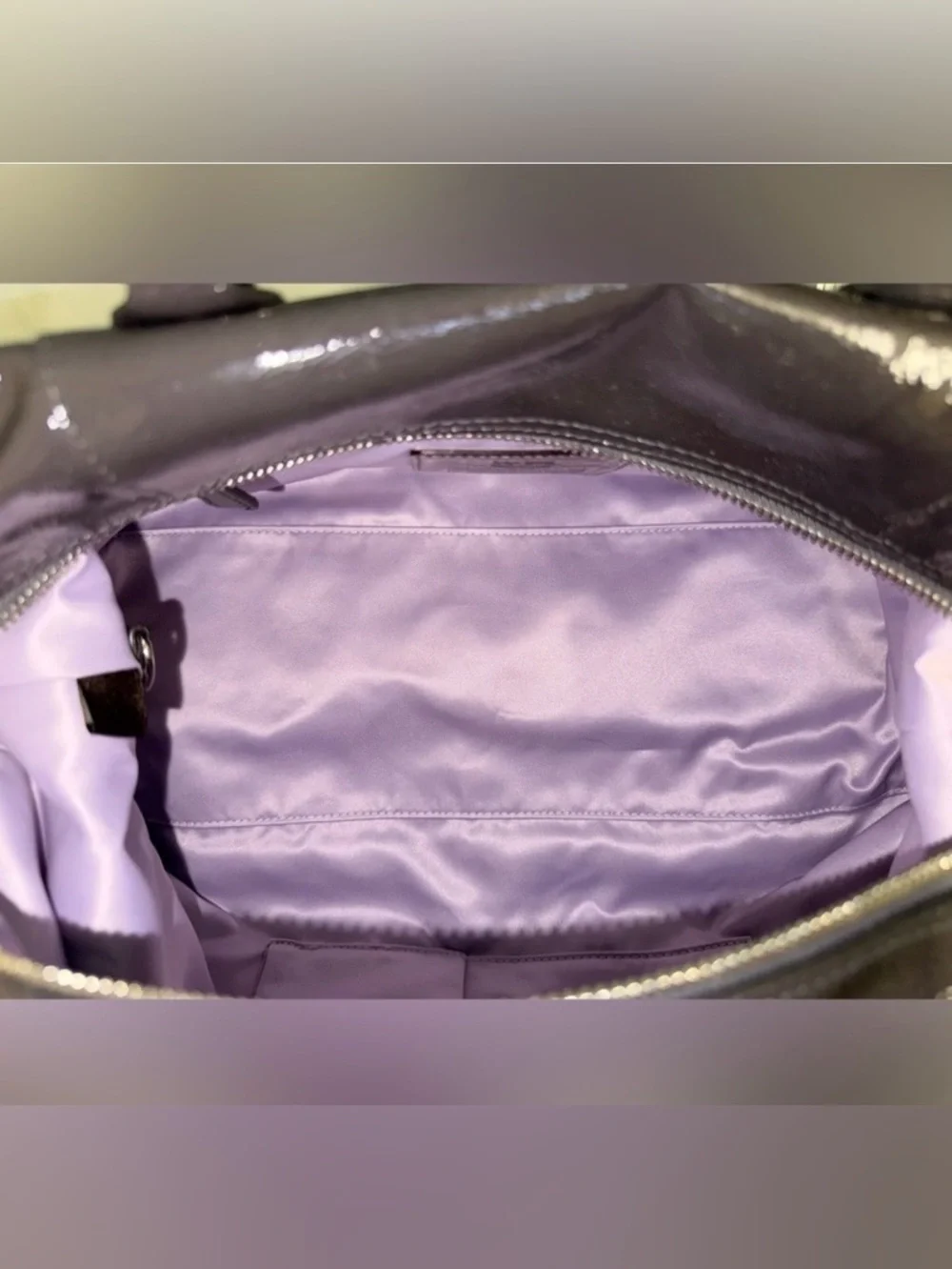 NWOT - Coach Madison Sabrina Satchel in Graphite Patent Leather with Dust Bag